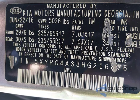 2017 Kia Sorento 2.4L Lx from USA, damaged, VIN 5XYPG4A33HG216876